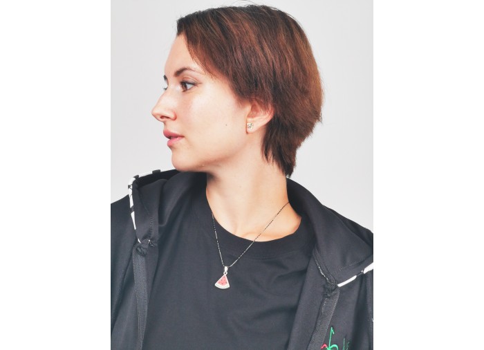 Watermelon Slice Necklace – Silver and Stones...