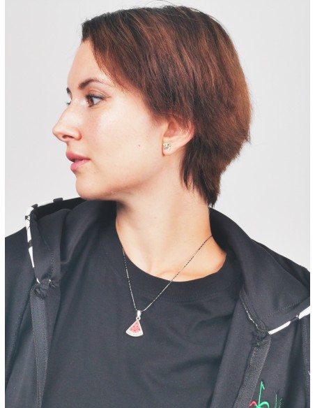 Watermelon Slice Necklace – Silver and Stones from Jerusalem
