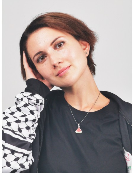 Watermelon Slice Necklace – Silver and Stones from Jerusalem