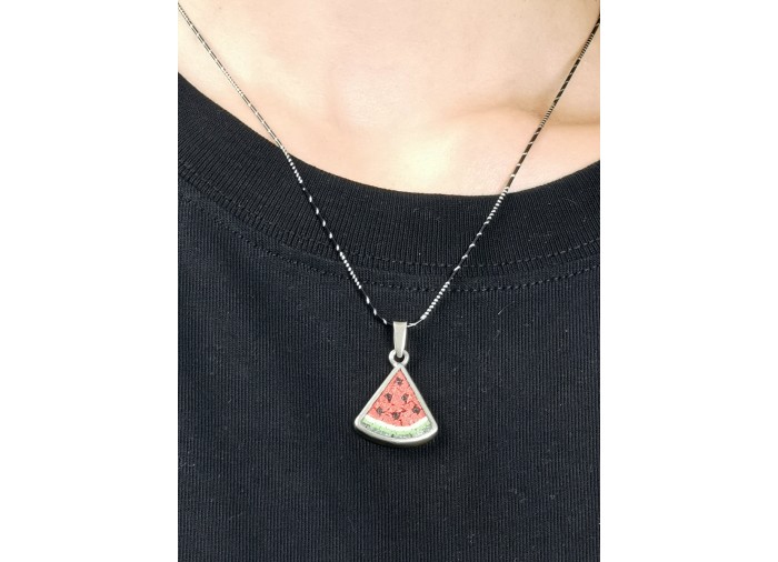 Collier Tranche de Pastèque – Argent et Pierres...