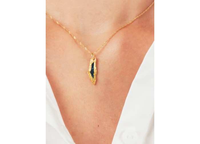 Palestine Mini Map Necklace - Gold-plated...