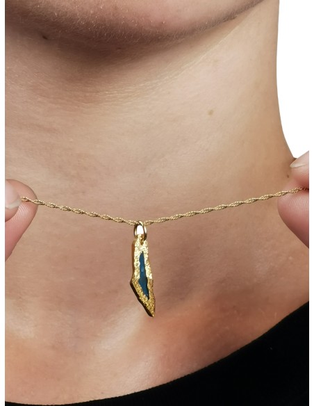 Palestine Mini Map Necklace - Gold-plated silver - Green