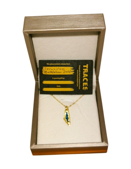 Collier Carte Miniature de la Palestine - Argent plaqué or - vert