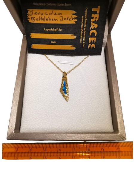 Palestine Mini Map Necklace - Gold-plated silver - Green