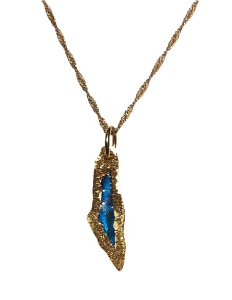 Palestine Mini Map Necklace - Gold-plated silver - Green