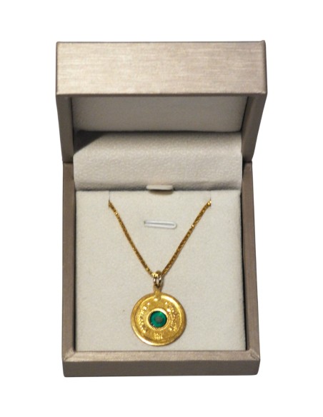 Collier Carte Miniature de la Palestine - Argent plaqué or - vert