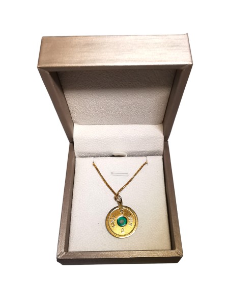 Collier Carte Miniature de la Palestine - Argent plaqué or - vert