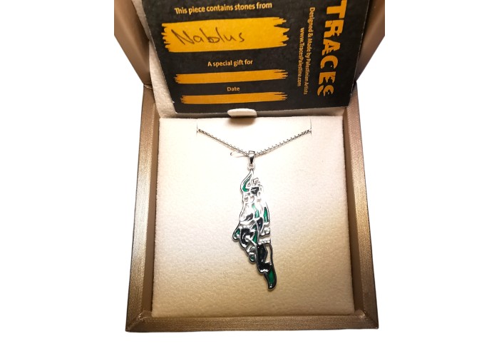 Collier Carte – Citation de Darwish - Argent