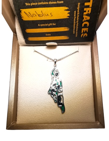 Collier Carte – Citation de Darwish - Argent