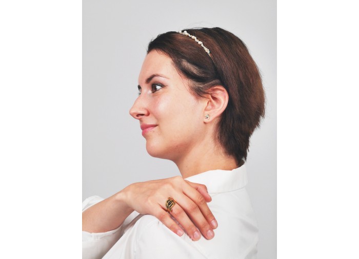 خاتم الكوفية - فضة مطلي بالذهب