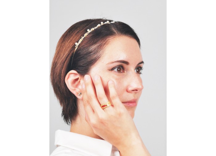 Palestine Map Ring - Gold-Plated Silver - Red