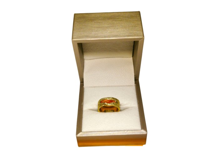 Palestine Map Ring - Gold-Plated Silver - Red