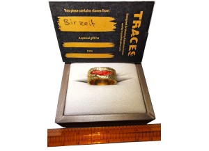 Bague Carte de la Palestine - argent plaqué or - Rouge