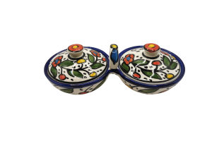 Kleines Schalen-Set für Öl und Za’atar – Mehrfarbiges Muster