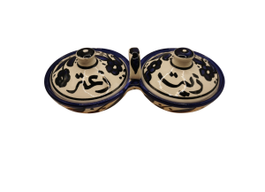 Petit ensemble de bols pour huile et zaatar – Motif bleu