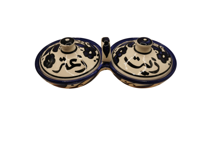 Mini Oil and Za’atar Bowl Set – Blue Pattern