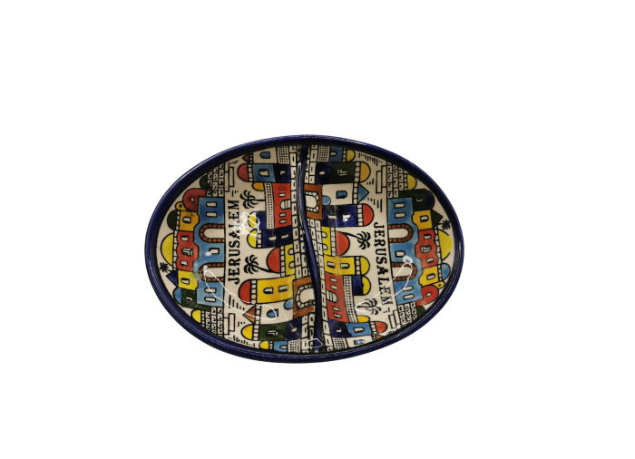 Oval Ceramic Mezze Dish – Jerusalem Cityscape...