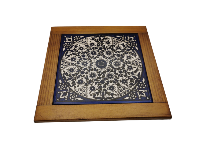Plateau de table carré en bois avec céramique –...