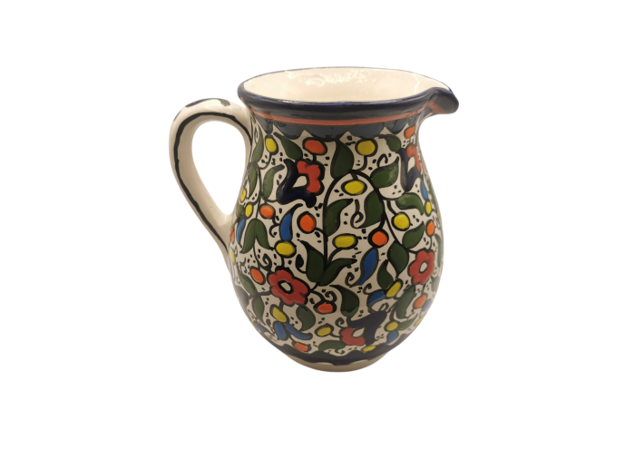 Pichet en céramique – Motif floral multicolore