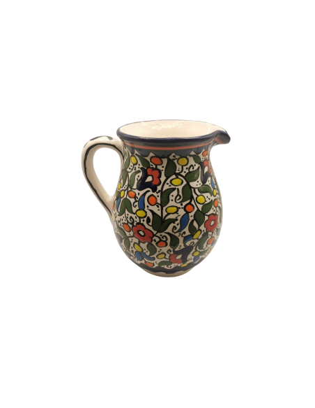 Pichet en céramique – Motif floral multicolore