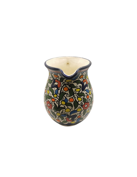 Pichet en céramique – Motif floral multicolore