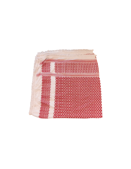 Palestinian Keffieh Shemagh Red White 127  x 122 cm - Made in Palestine