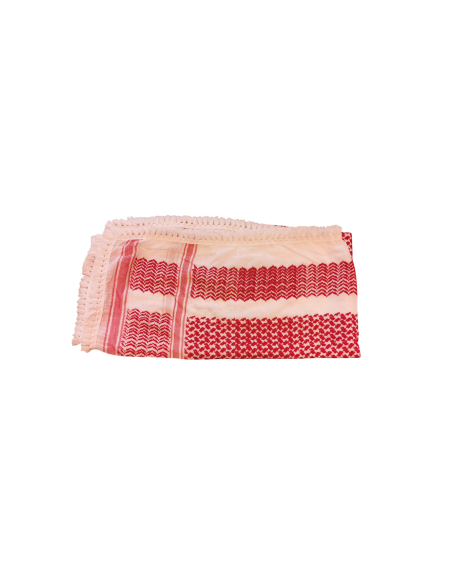 Palestinian Keffieh Shemagh Red White 127  x 122 cm - Made in Palestine