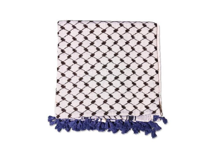 Palestinian Koffiyeh Scarf Shemagh Black & Blue, Made in Palestine