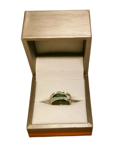 Bague Carte de la Palestine – Plaquée Or avec Incrustation Verte