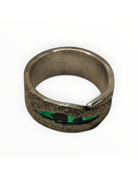 Bague Carte de la Palestine – Plaquée Or avec Incrustation Verte