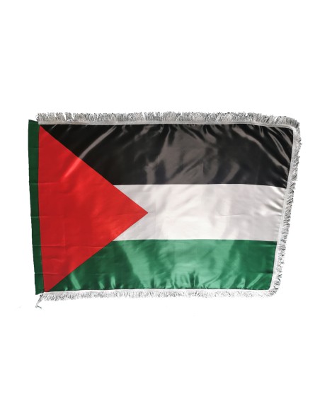 Drapeau palestinien à franges blanches 120 x 90 cm