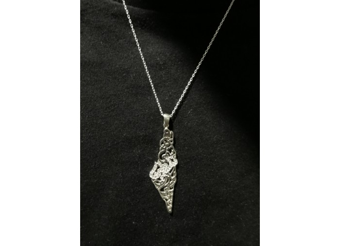 قلادة خريطة فلسطين مع أسم فلسطين بالخط العربي،...