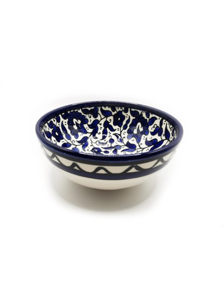 وعاء/ زبدية من السيراميك، ازرق، (بقطر 12 سم) صنع في الخليل، فلسطين