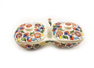 Plat d'huile et Zaatar, Coloré, Hébron, Fabriqué en...