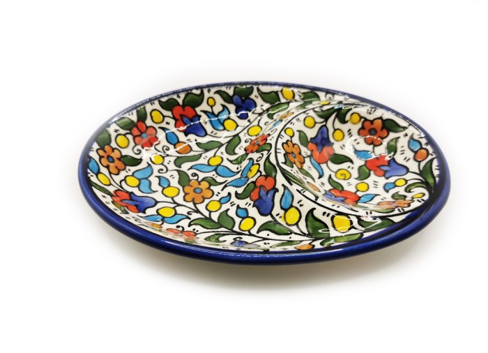 Plat à olives 18 cm - (coloré), Hébron, Fabriqué en Palestine