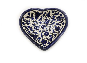 Plat cœur 14 cm - (Bleu), Hebron, Fabriqué en Palestine