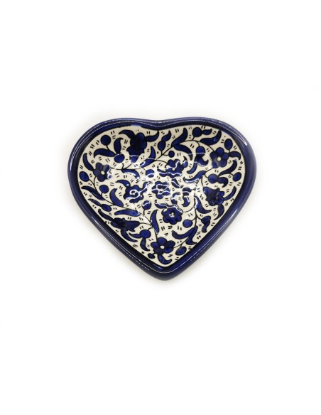 Plat cœur 14 cm - (Bleu), Hebron, Fabriqué en Palestine