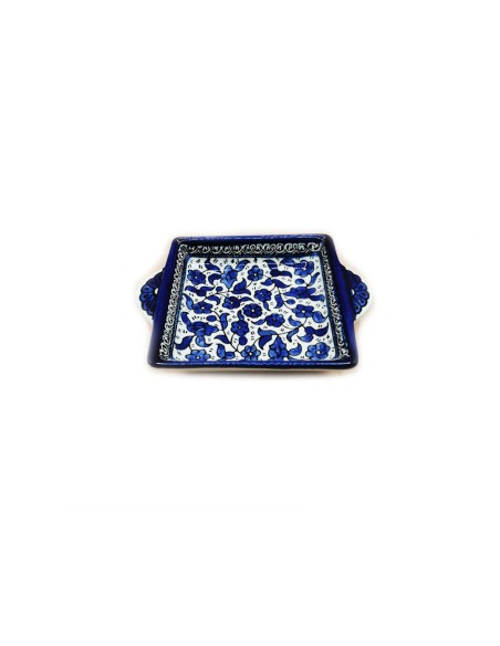 Quadratische Schale mit Griff, 13 cm – (Bleu), Hebron, hergestellt in Palästina