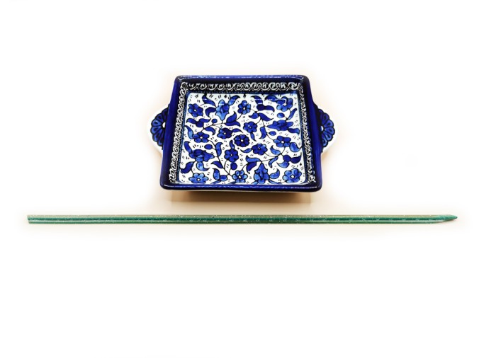 Square dish with handle, 13 cm - (Bleu),...