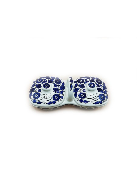 Dish of oil and Zaatar, Blue, Hebron, Made in Palestine