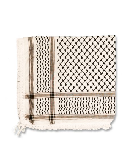 كوفية / شماغ، فلسطيني، ابيض اسود كلاسيكي 127 × 122 سم - صنع في فلسطين