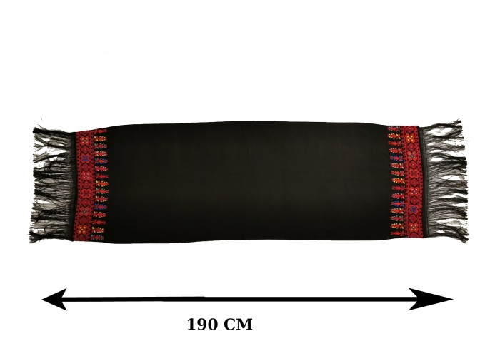 Palestinian - Oriental Tatreez shawl (Hand made embroidery) with classic red and black, Model2