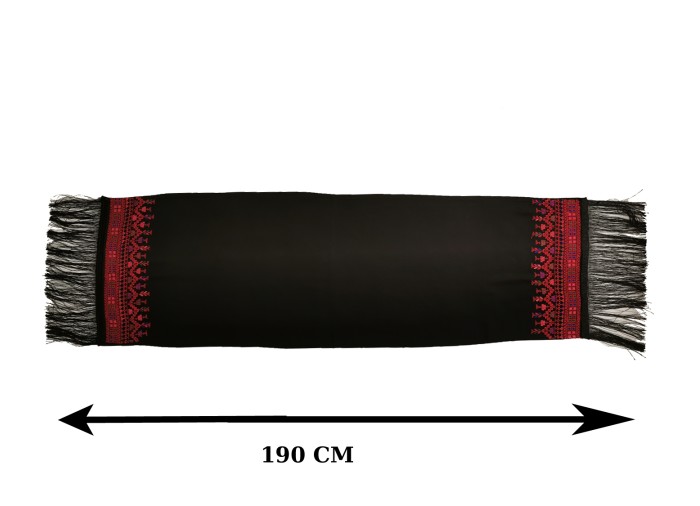 Palestinian - Oriental Tatreez shawl (Hand made embroidery) with classic red and black, Model 5