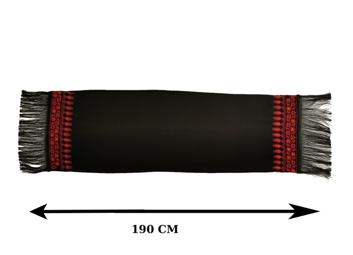 Palestinian - Oriental Tatreez shawl (Hand made embroidery) with classic red and black, Model 7