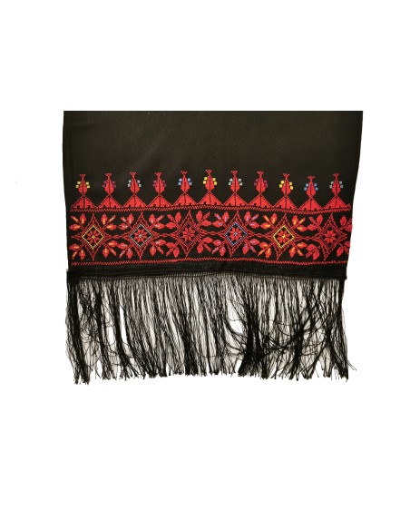 Palestinian - Oriental Tatreez shawl (Hand made embroidery) with classic red and black, Model 8
