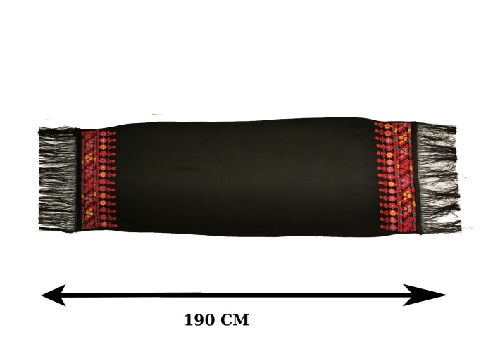 شال فلسطيني، (تطريز يدوي) باللونين الأحمر والأسود الكلاسيكي، نموذج 11