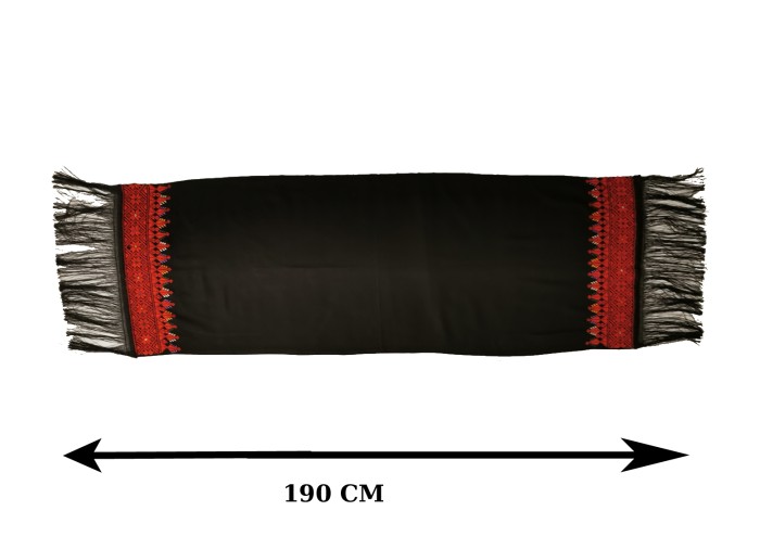 Palestinian - Oriental Tatreez shawl (Hand made embroidery) with classic red and black, Model 12