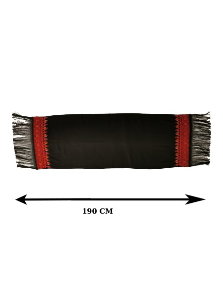 Palestinian - Oriental Tatreez shawl (Hand made embroidery) with classic red and black, Model 12