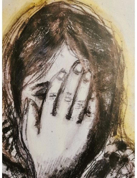 Authentische Kunst aus Gaza - Eine Frau, die ihr Gesicht bedeckt